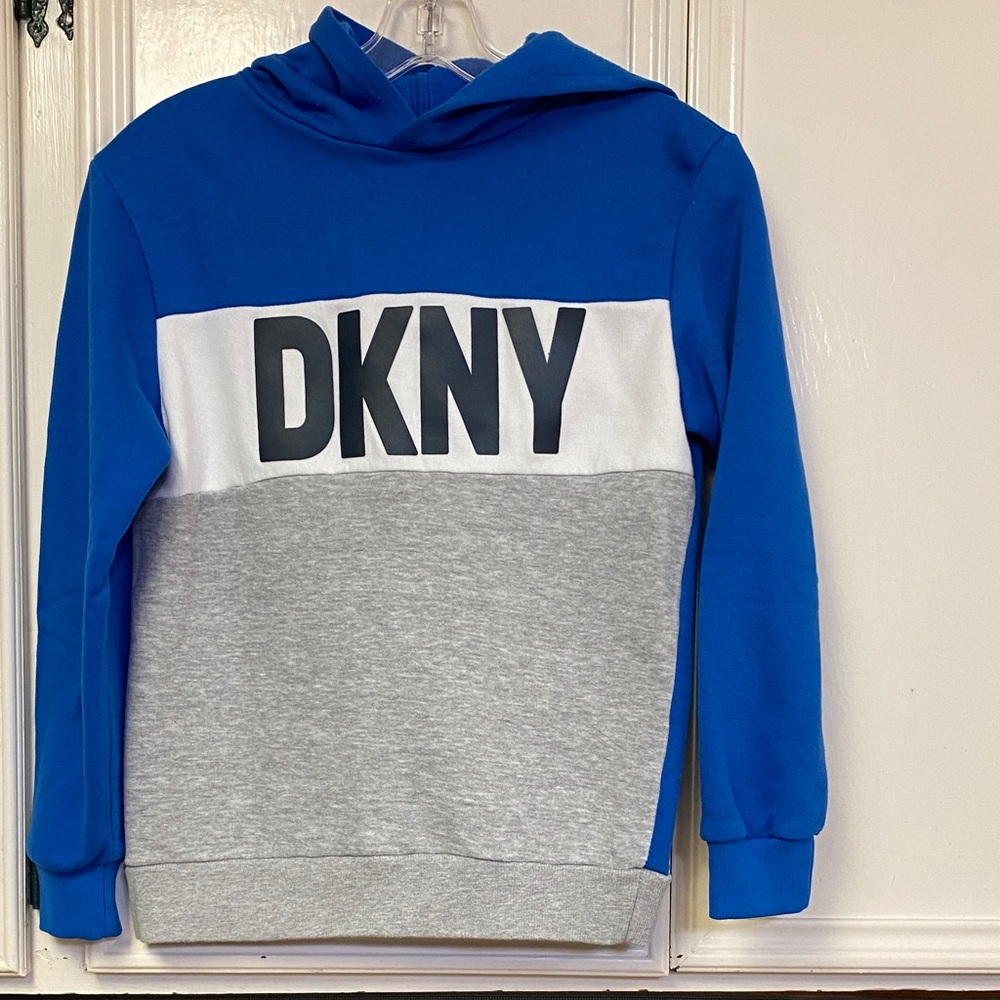 DKNY Blue and White Colorblock Hoodie